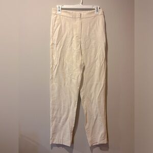 NWT Mango Cream Offwhite Trouser Pants Flat Front Pockets Women’s ‎ Small
